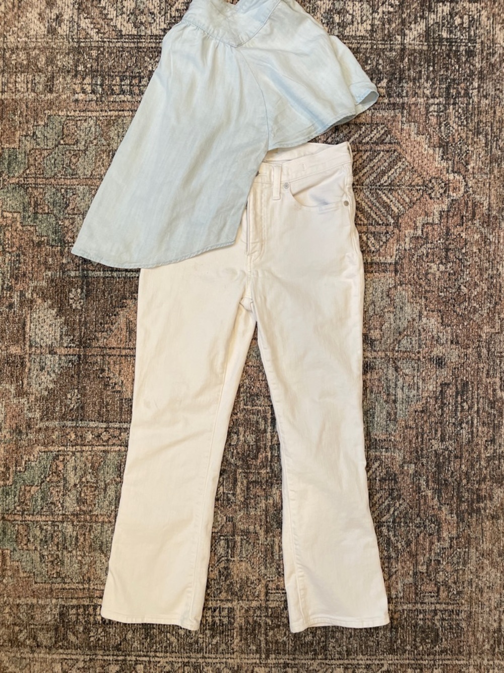 Madewell Cali Demi Boot Jeans White 27 High Rise Cropped Flare Denim Pants